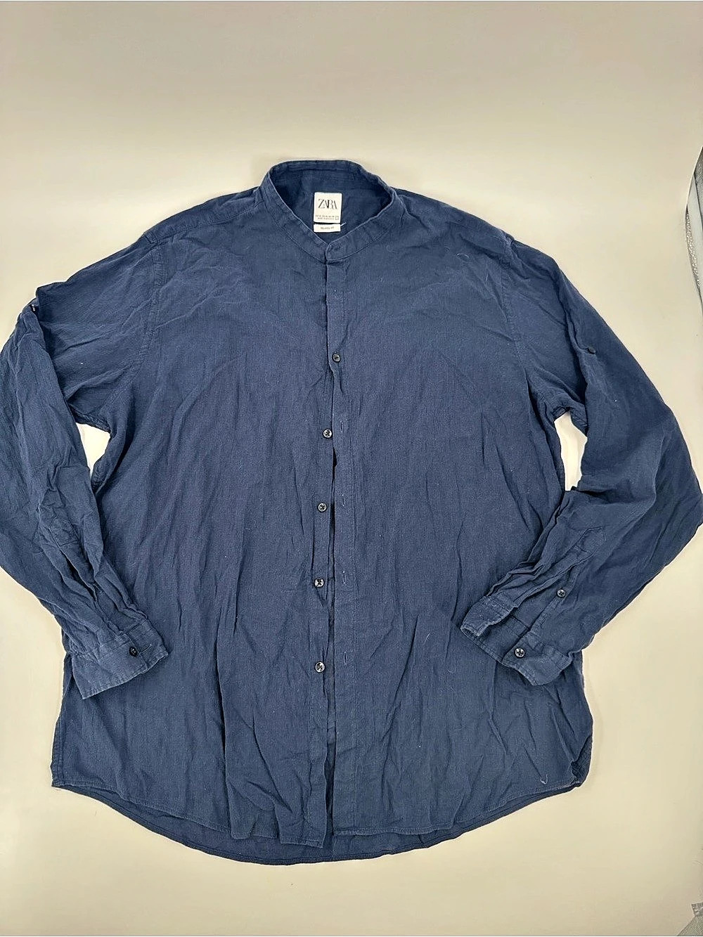 Zara Relaxed Fit Shirt Button Down in Blue XL